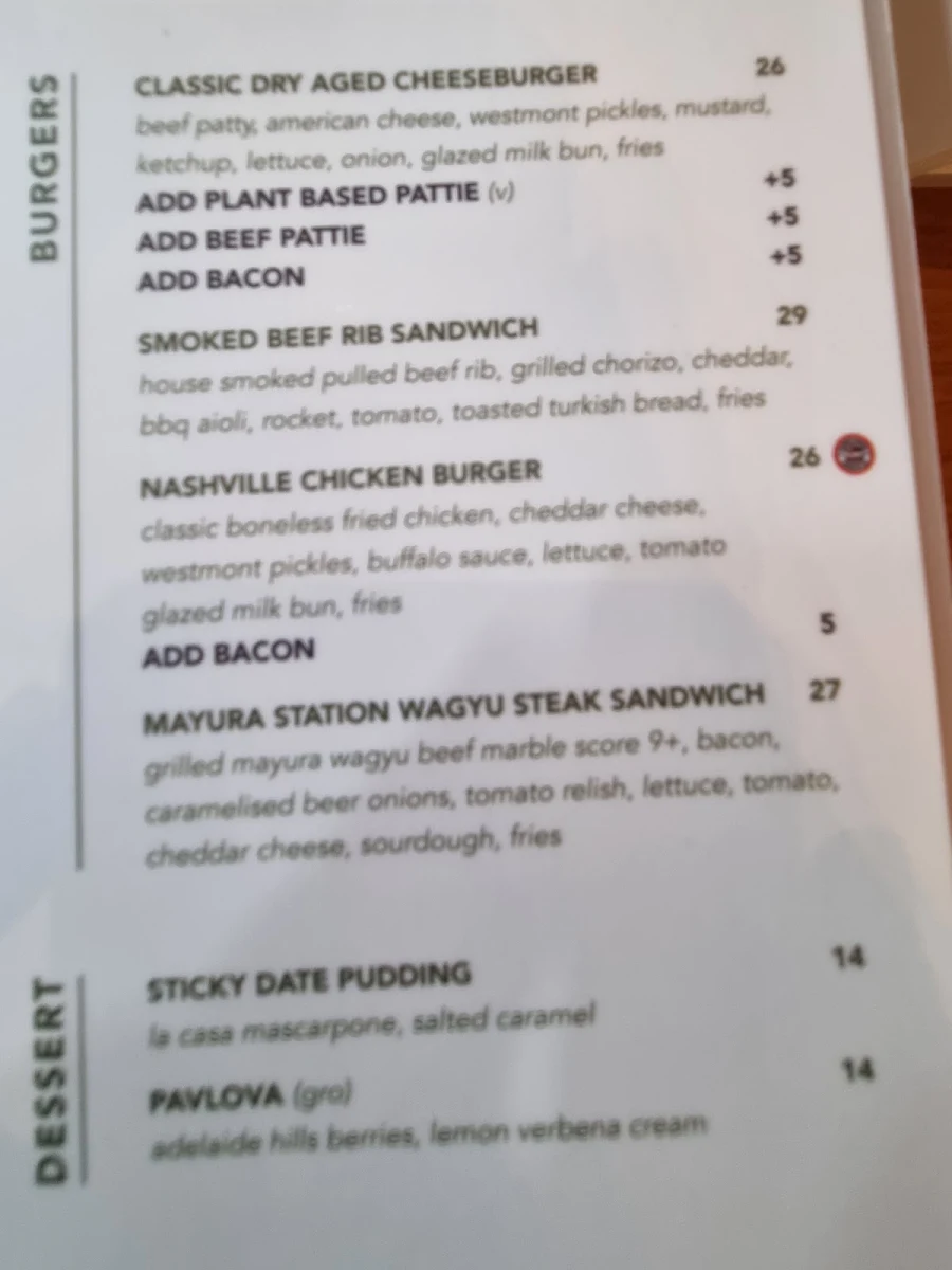 Menu, Coopers Alehouse Gepps Cross