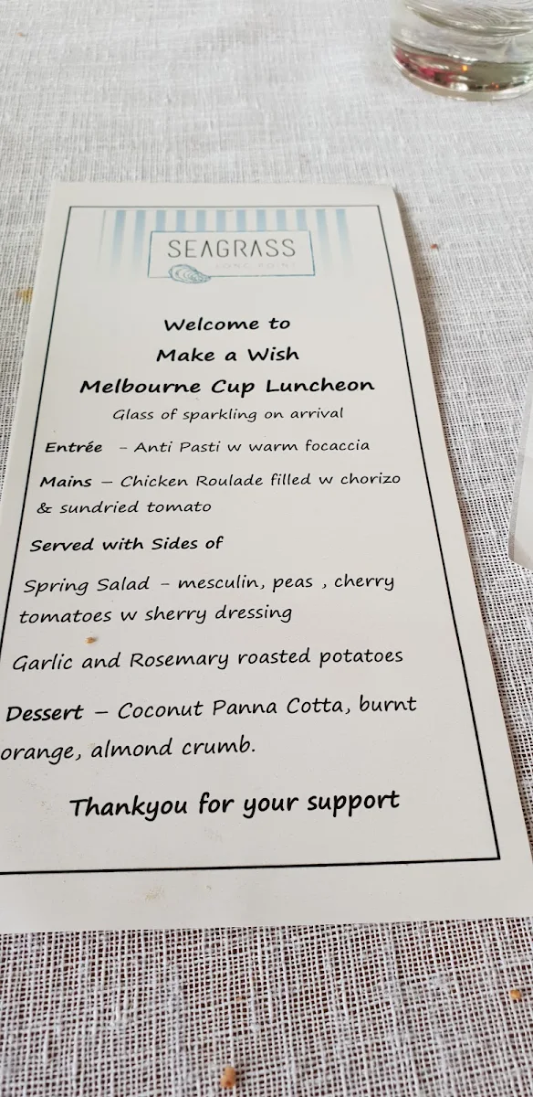 Menu, Seagrass Long Point