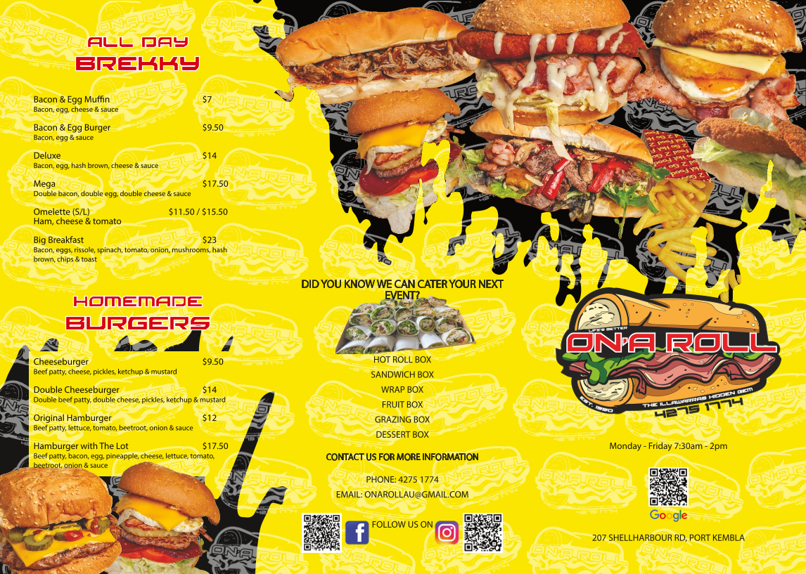 Menu, On’a Roll