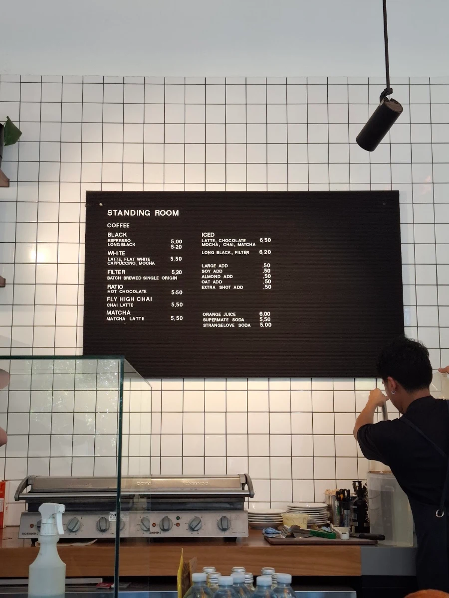 Menu, Standing Room Coffee - MSD