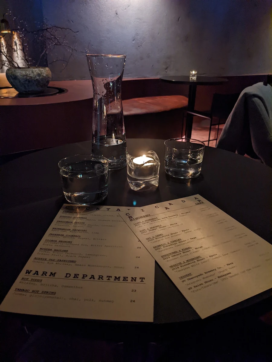 Menu, Cicada Bar