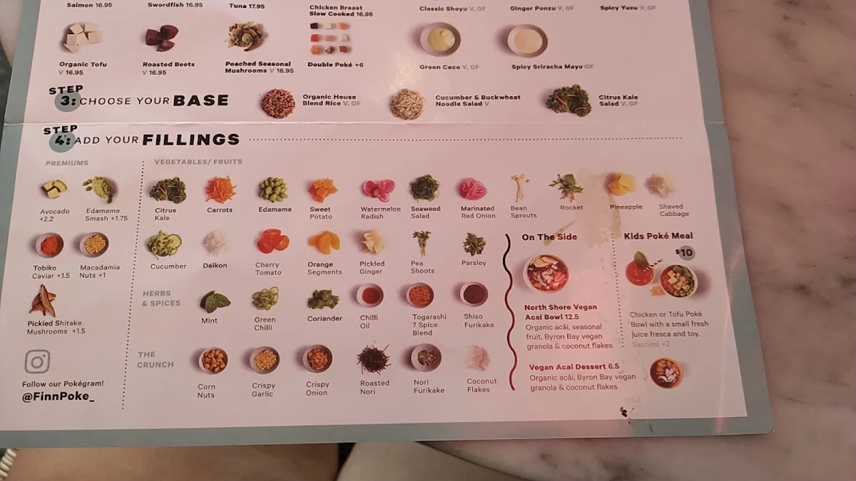 Menu, Finn Poke Byron Bay