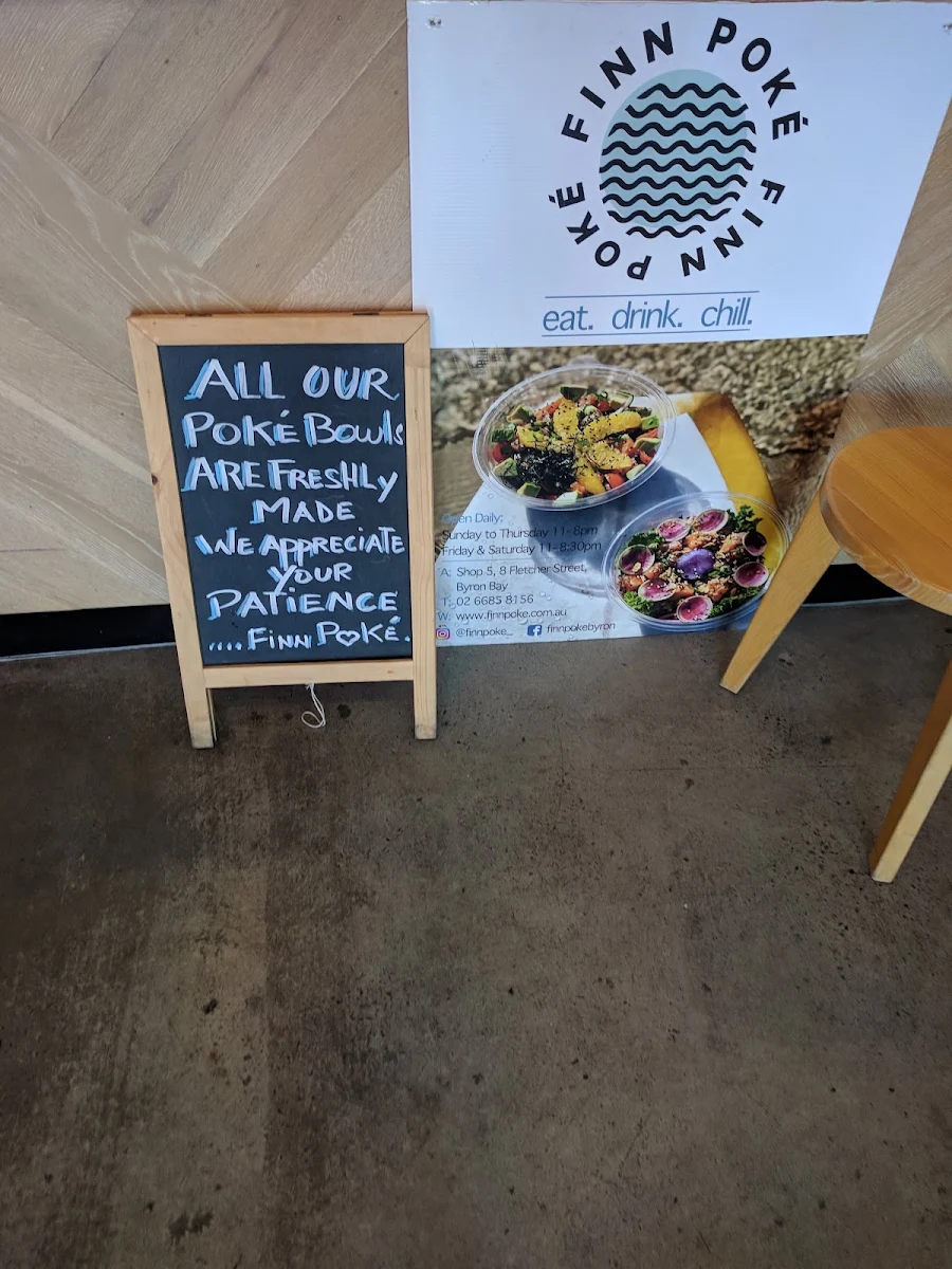 Menu, Finn Poke Byron Bay