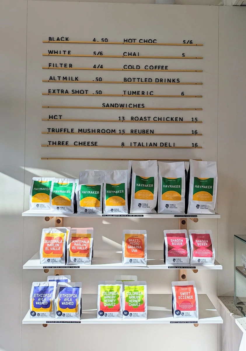 Menu, Cobb's Coffee