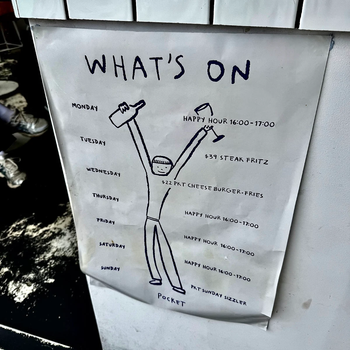 Menu, Pocket Bondi