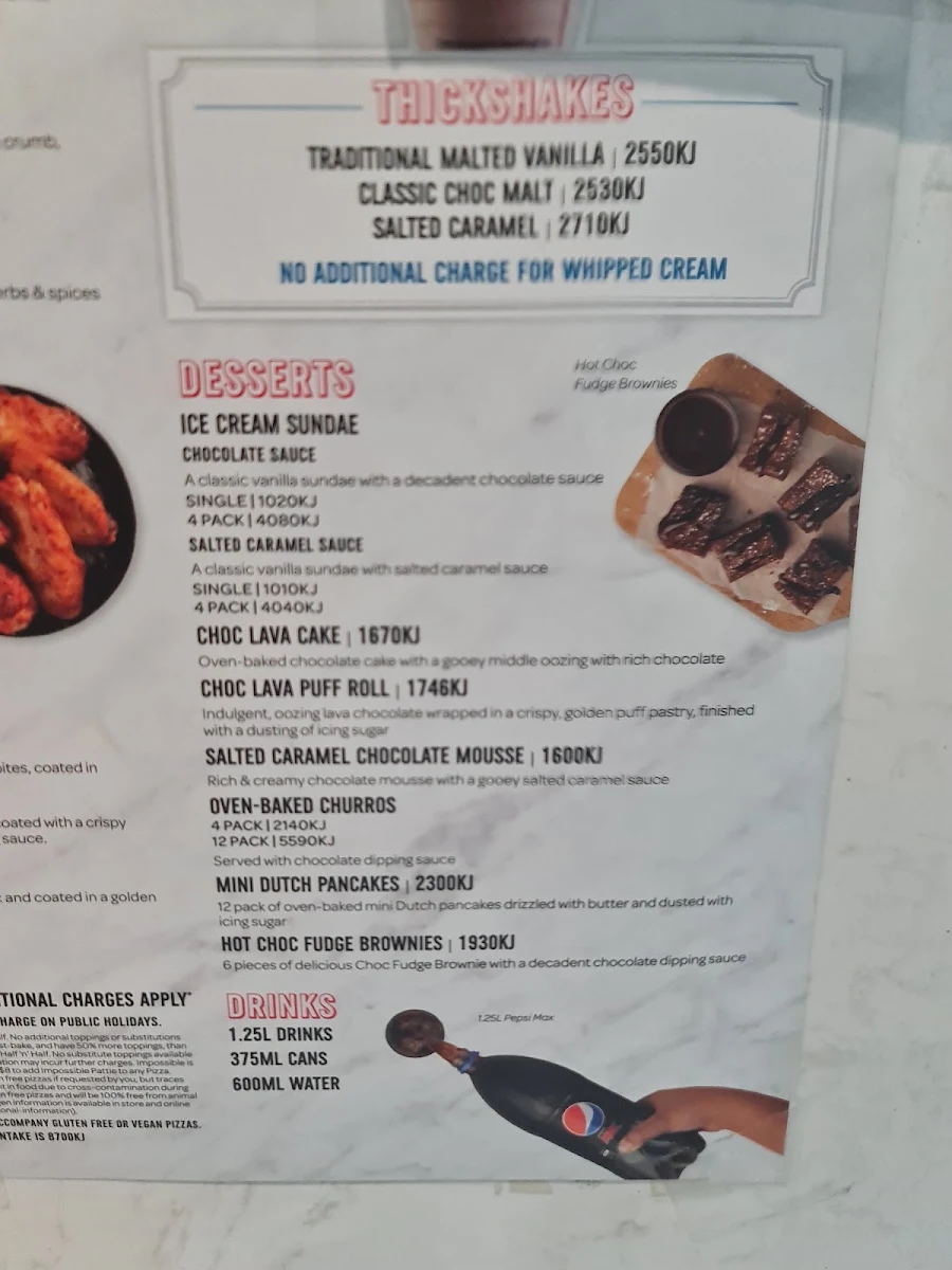 Menu, Domino's Pizza Ellenbrook