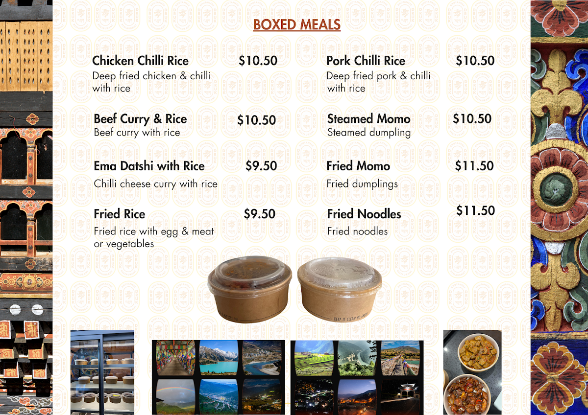 Menu, Druk Cafe & Bhutanese Restaurant