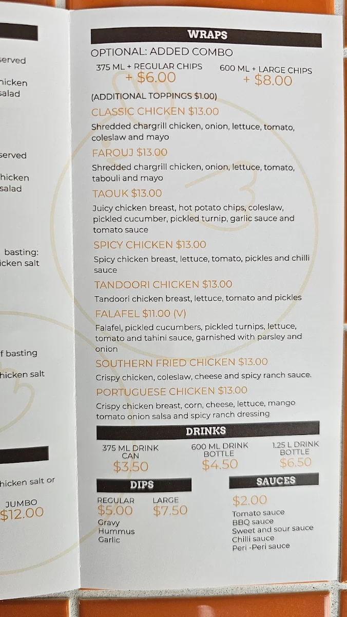Menu, Farouj - Woodlea Town Centre