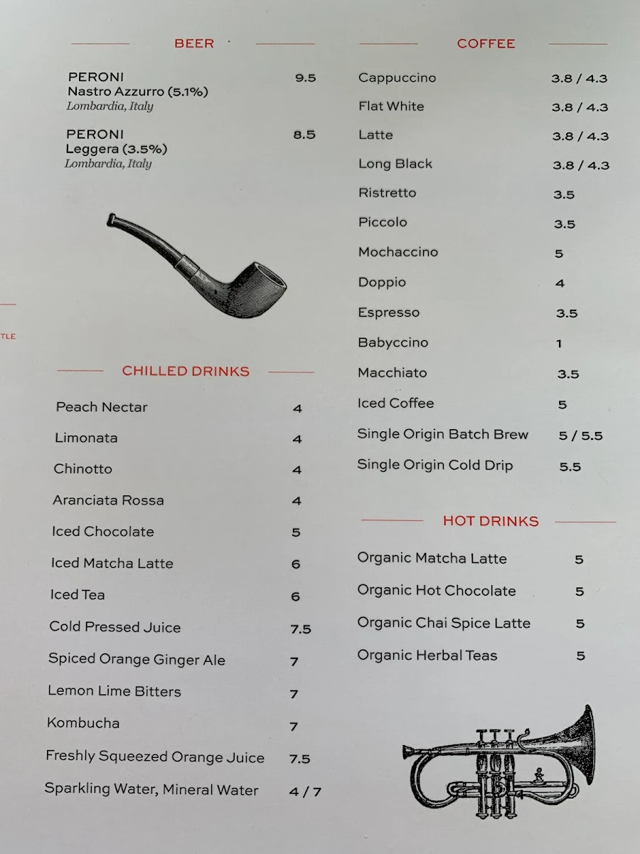 Menu, L'Americano Espresso Bar