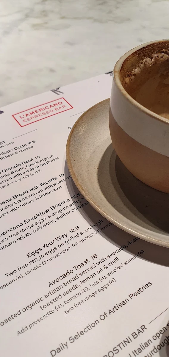 Menu, L'Americano Espresso Bar