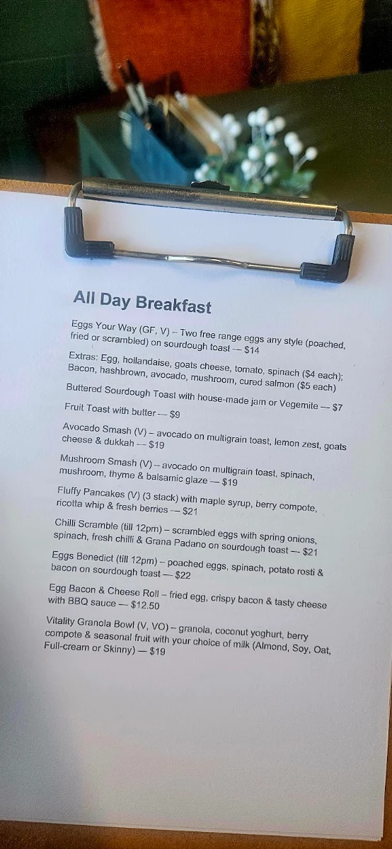 Menu, Hidden Nook Cafe