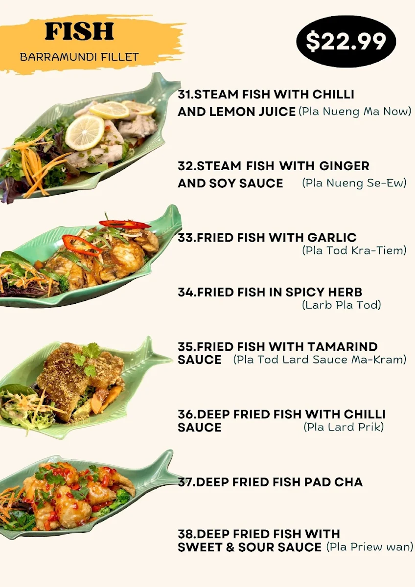 Menu, Thaimor Street Food