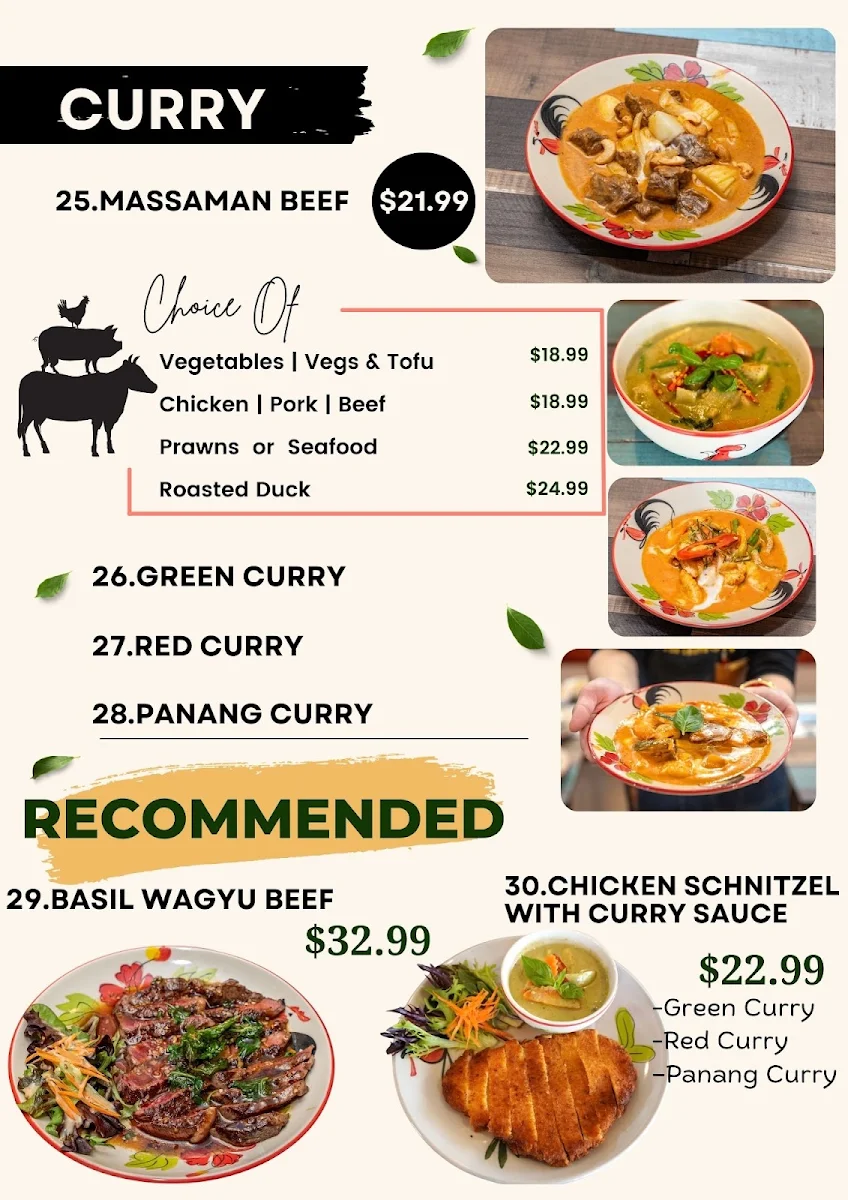 Menu, Thaimor Street Food