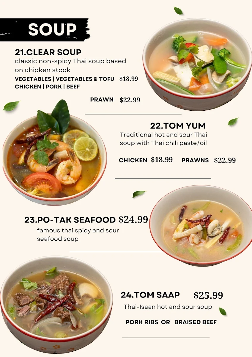 Menu, Thaimor Street Food