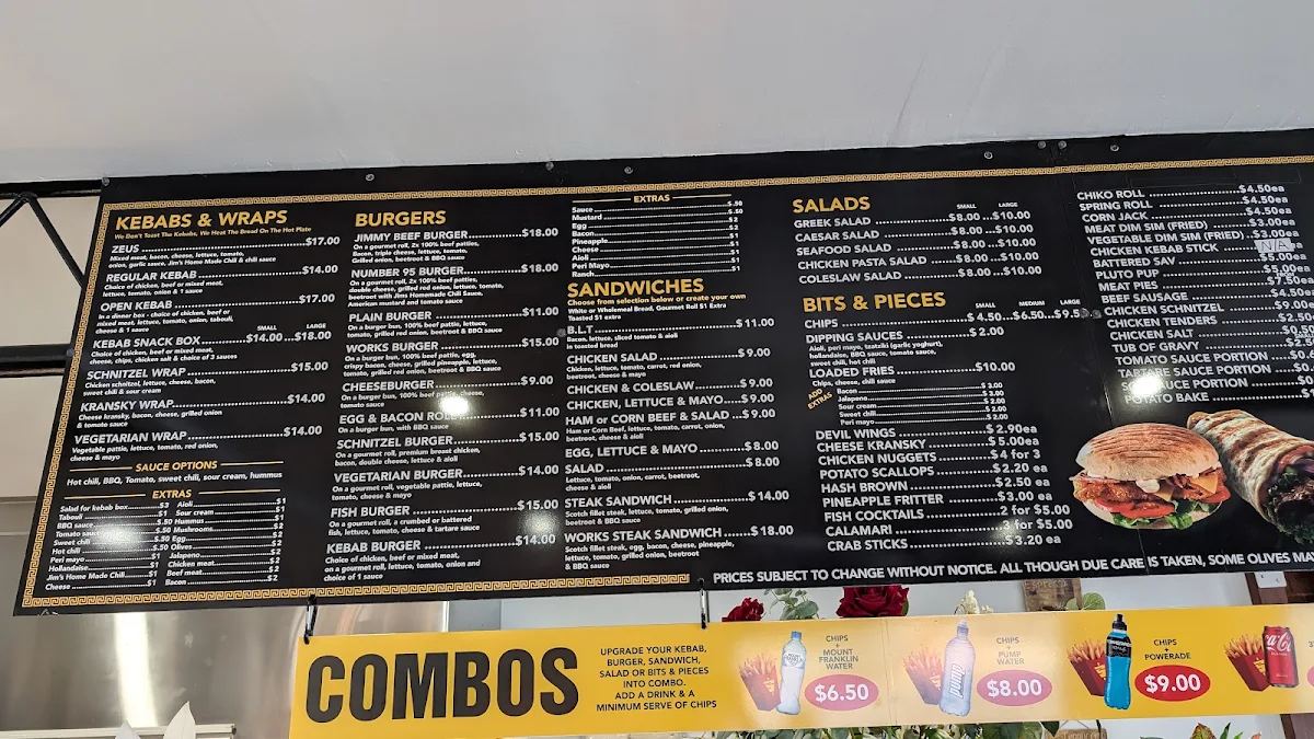 Menu, Jimmy’s & Gina’s Kitchen