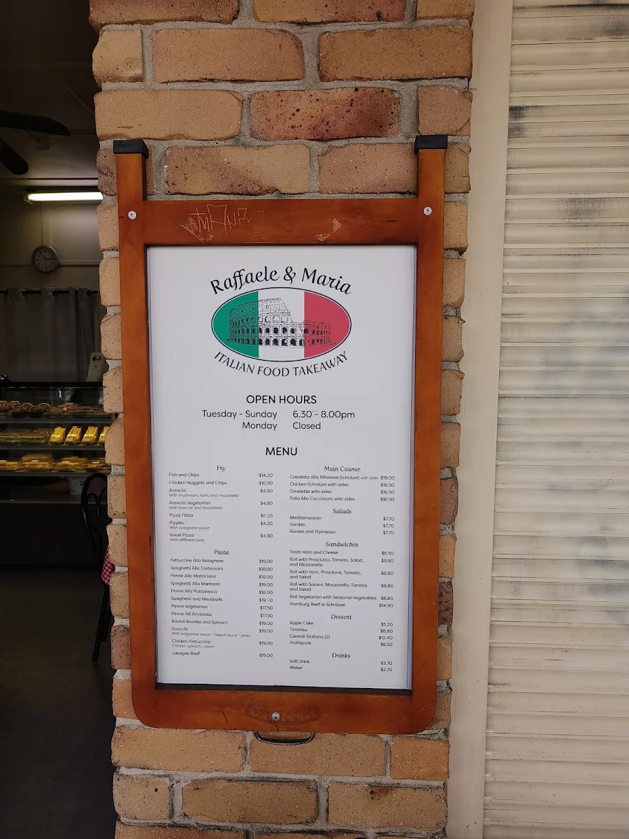 Menu, Raffaele & Maria Italian Food Restaurant & Pizzeria