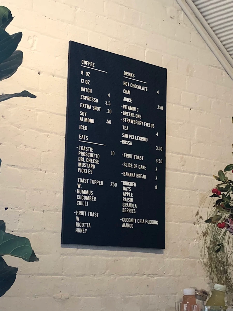 Menu, Ooh Coffee