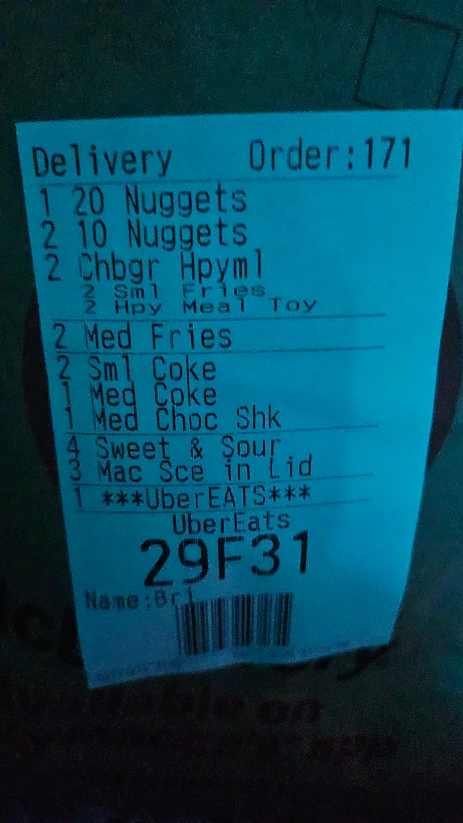 Menu, McDonald's Palm Beach