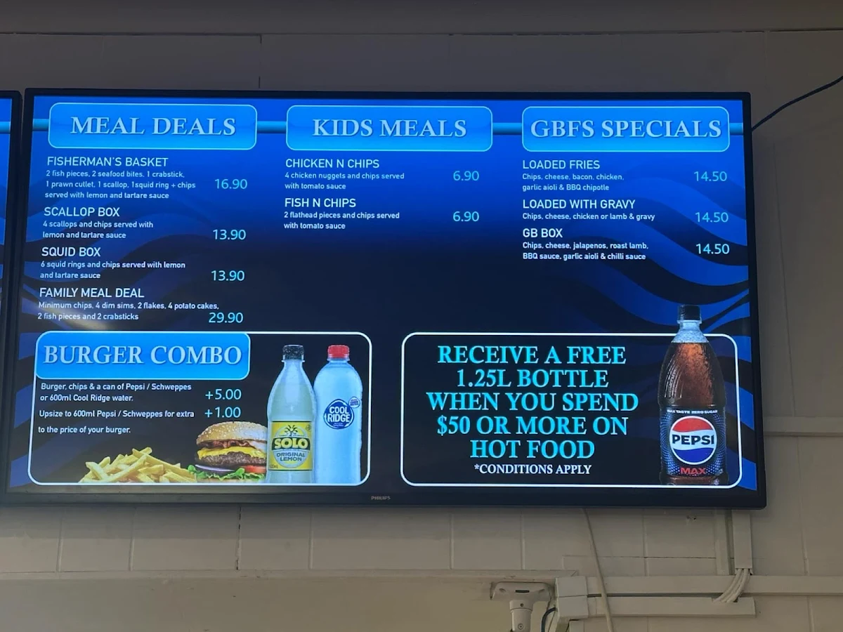 Menu, Geilston Bay Fish Shop