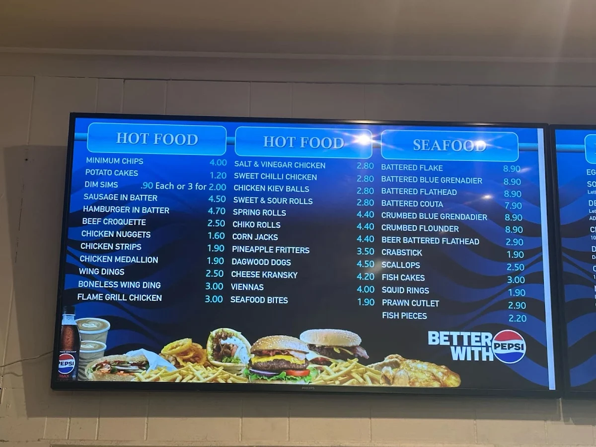 Menu, Geilston Bay Fish Shop