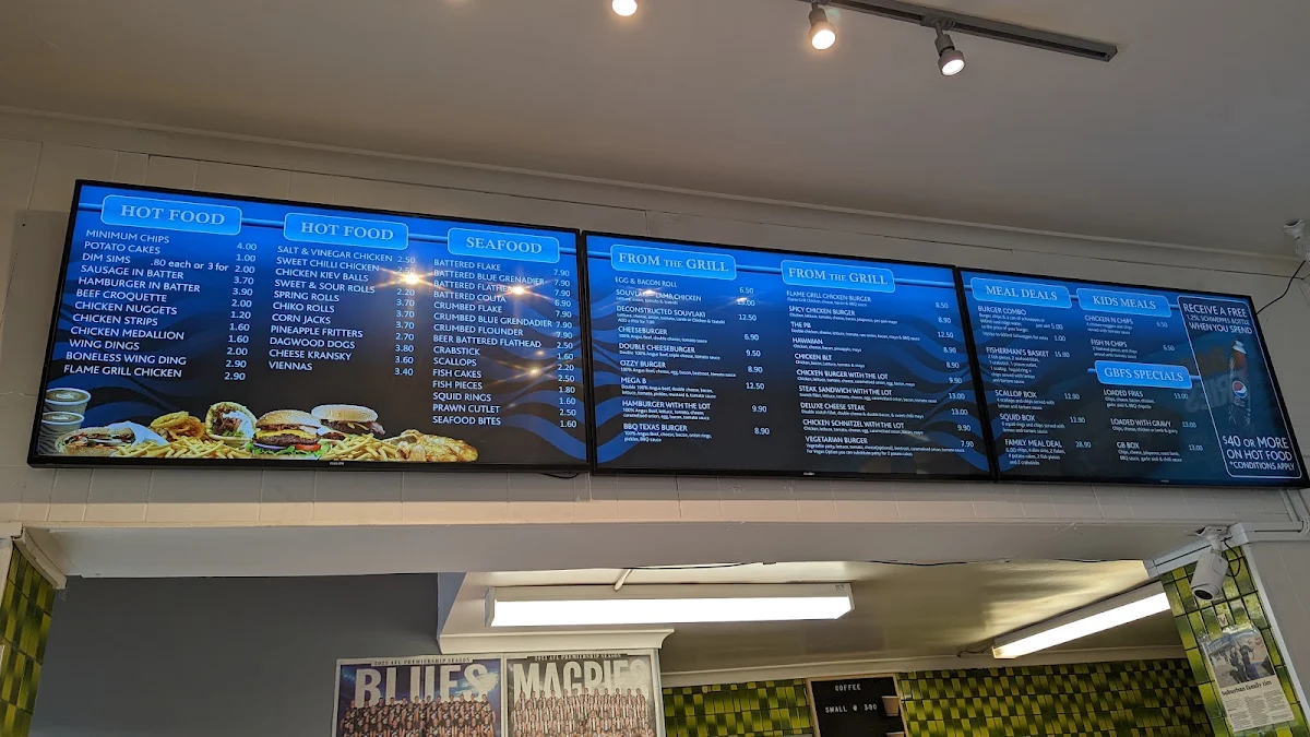 Menu, Geilston Bay Fish Shop