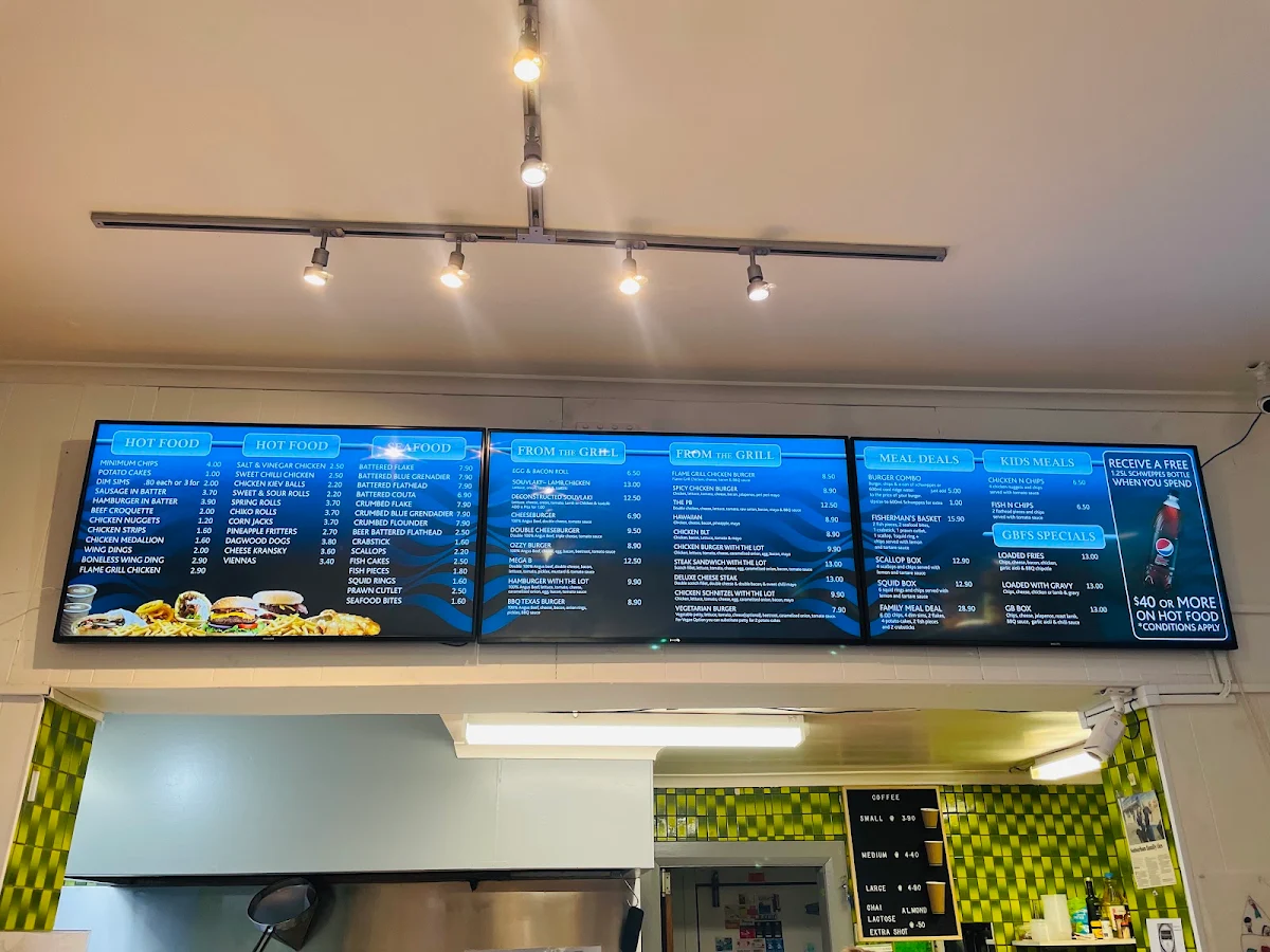 Menu, Geilston Bay Fish Shop