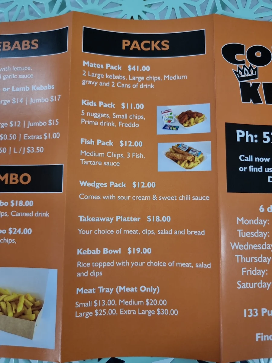 Menu, Corio King