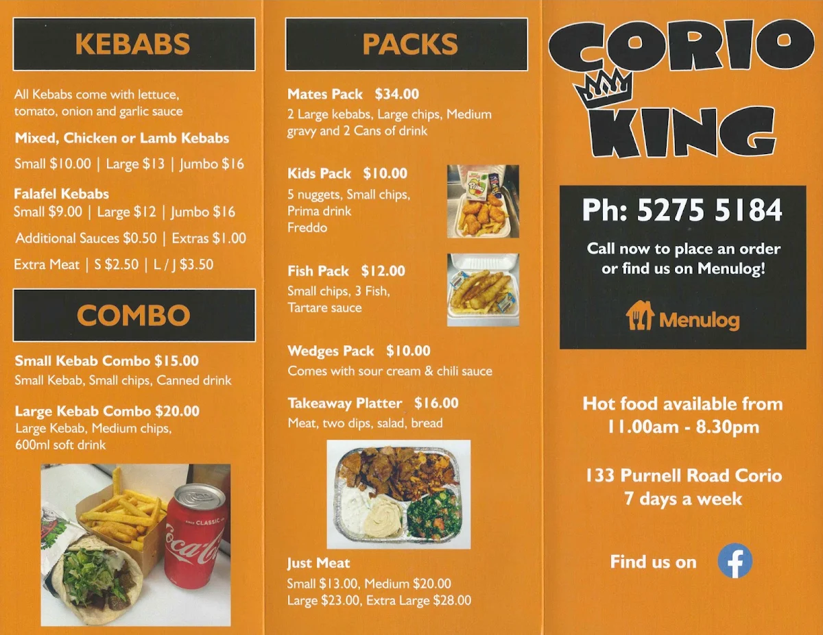 Menu, Corio King