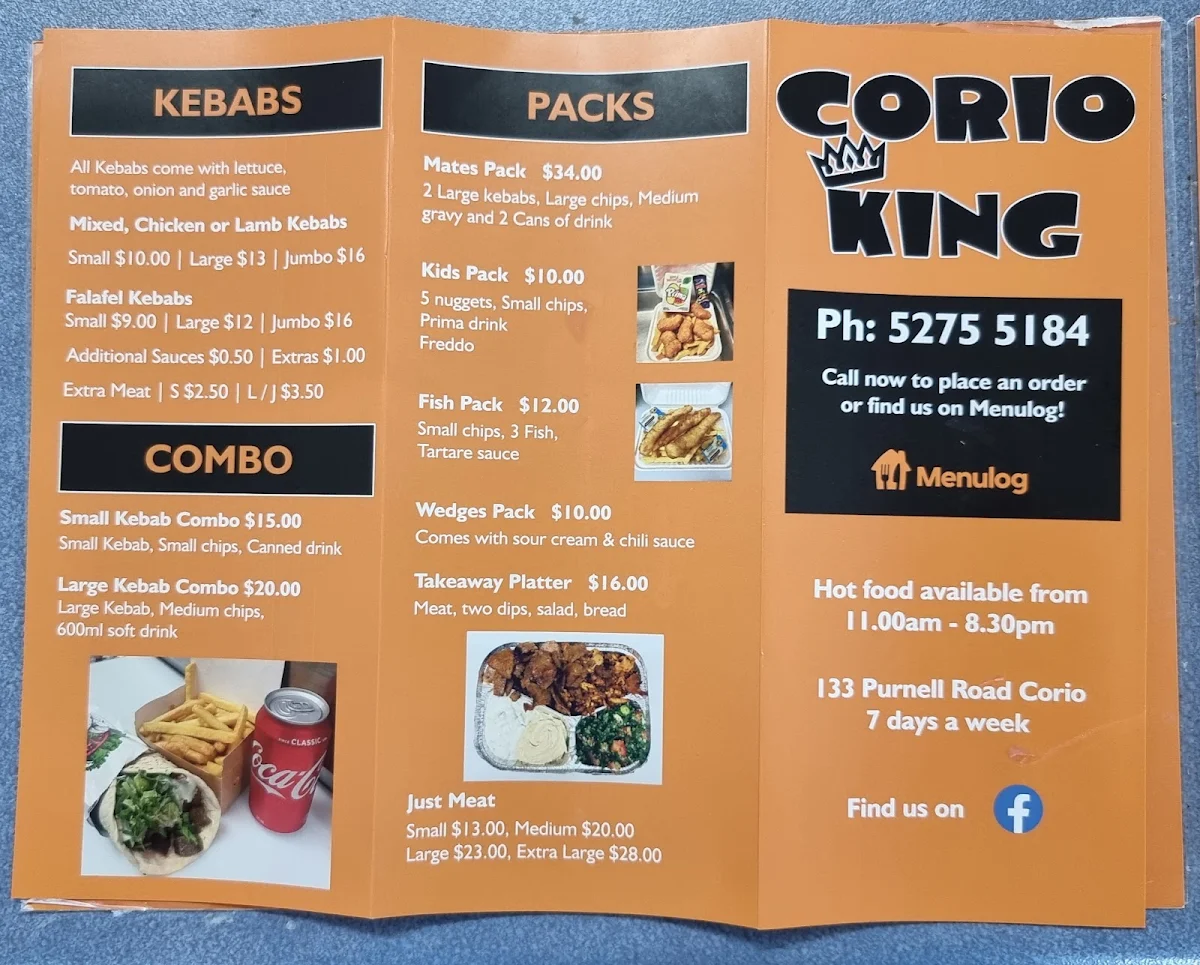 Menu, Corio King