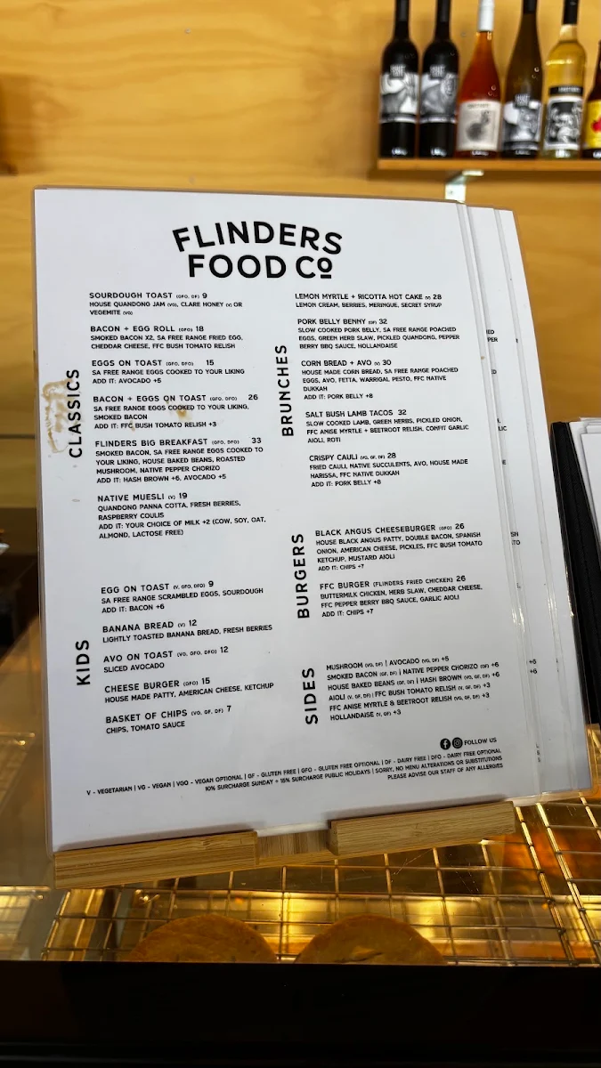 Menu, Flinders Food Co - Hawker