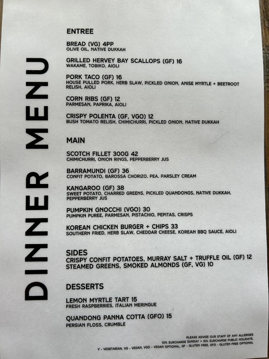 Menu, Flinders Food Co - Hawker