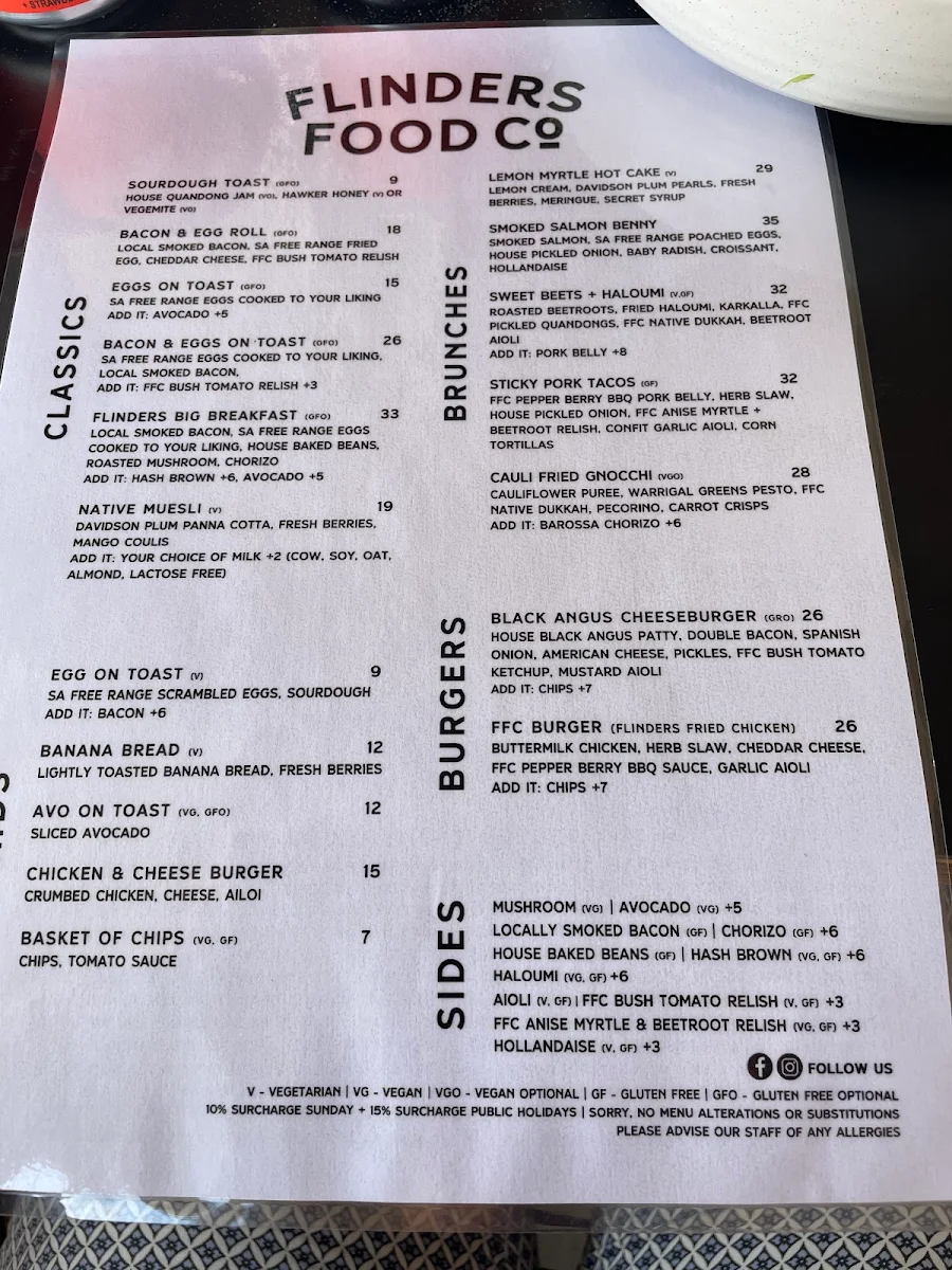 Menu, Flinders Food Co - Hawker