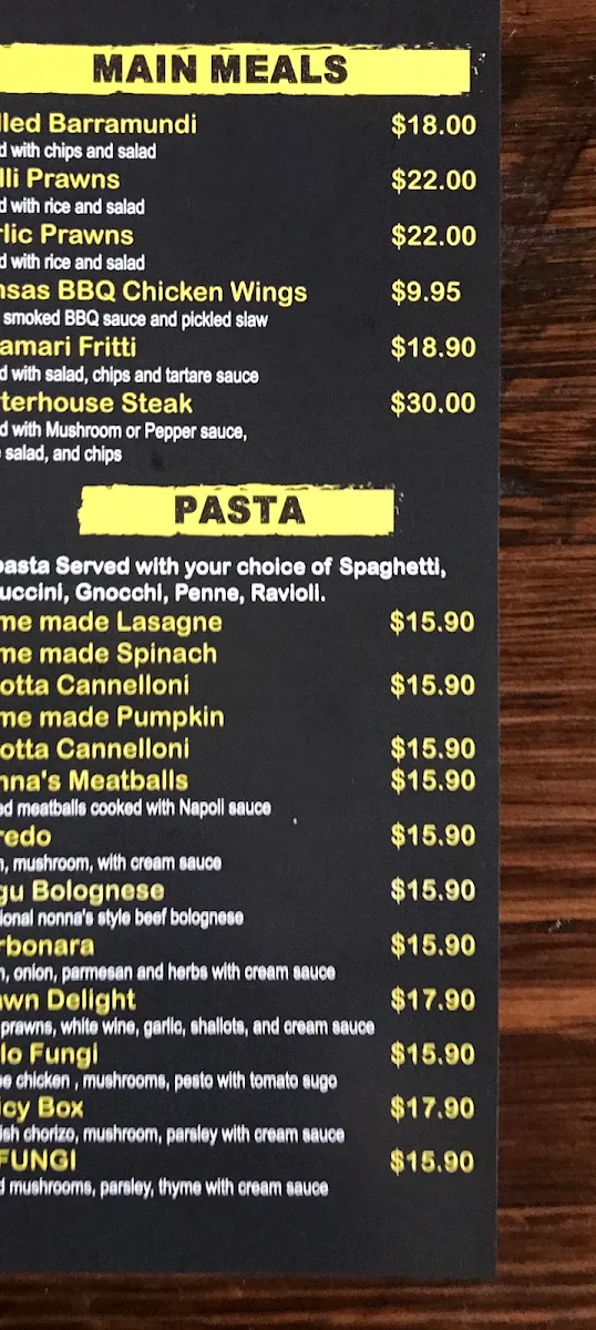 Menu, The Pizza Box