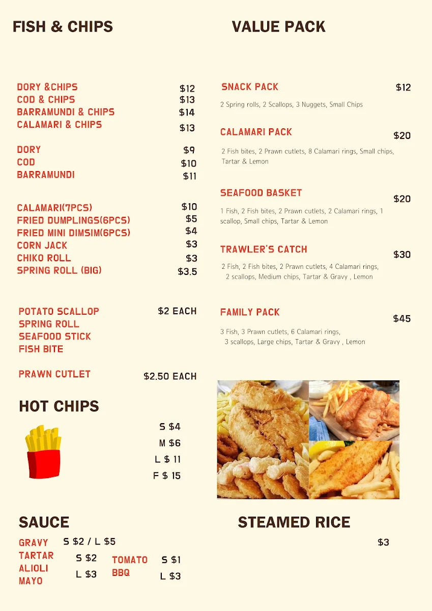 Menu, Uncle Bob Takeaway & Fusion Restaurant