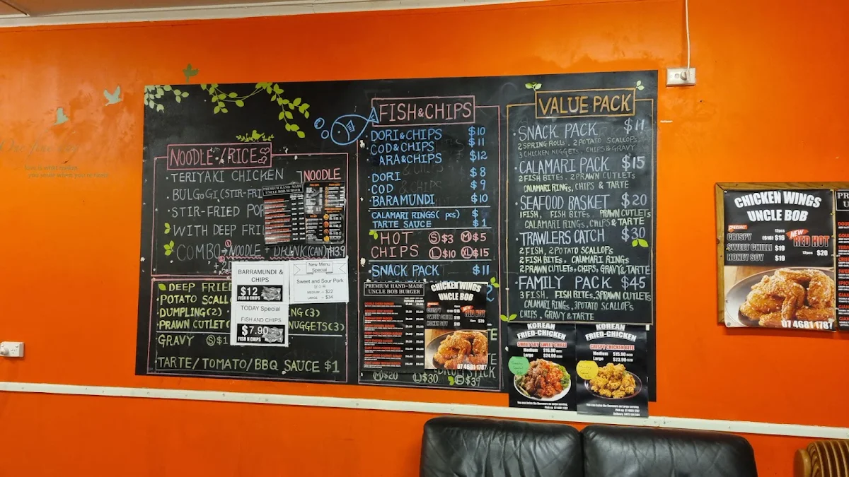 Menu, Uncle Bob Takeaway & Fusion Restaurant
