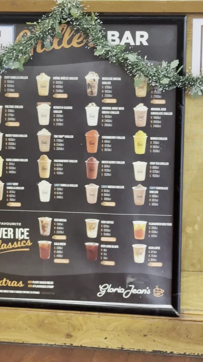 Menu, Gloria Jean's Tamworth
