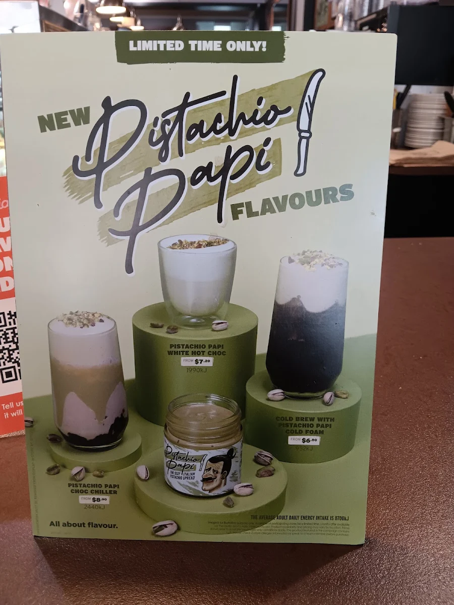 Menu, Gloria Jean's Tamworth