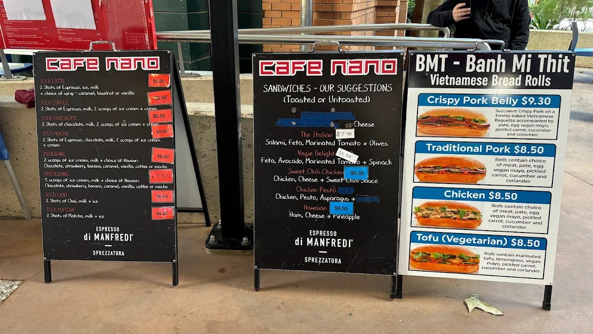 Menu, Cafe Nano