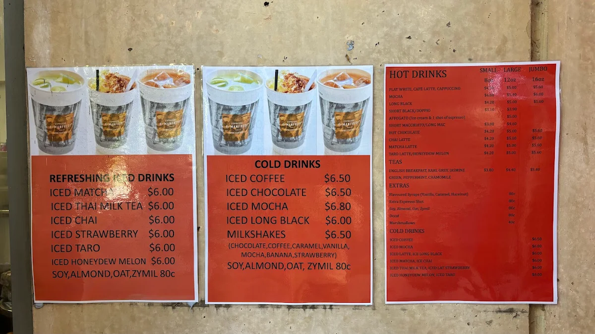 Menu, Cafe Nano