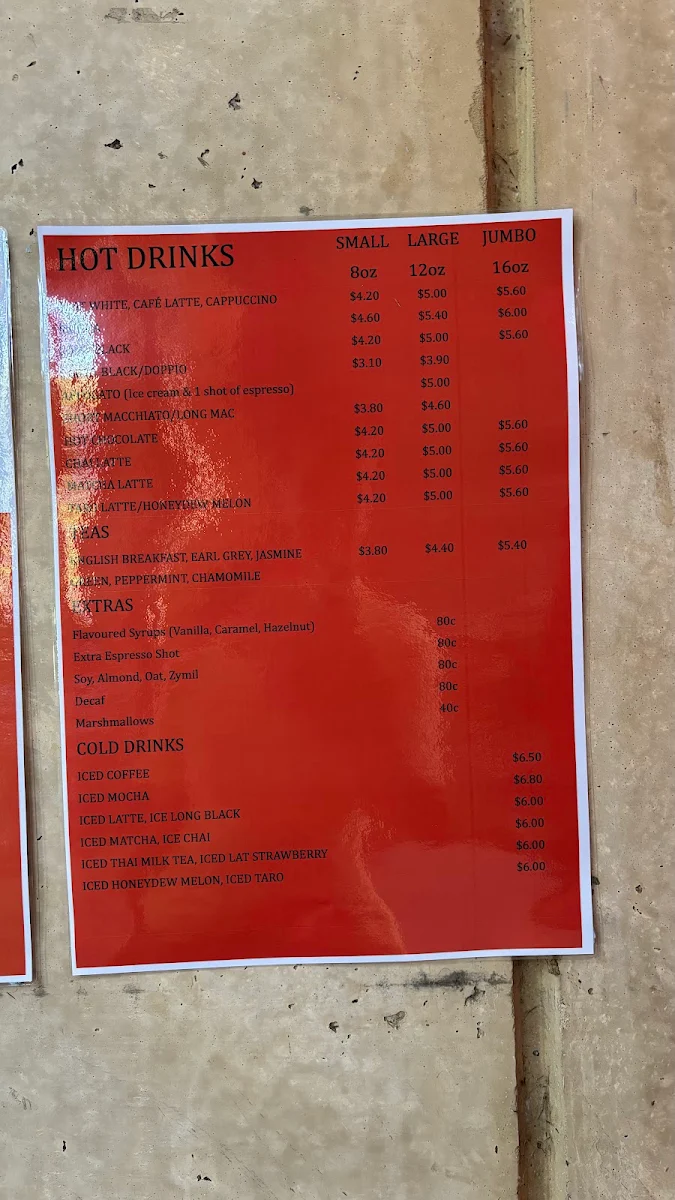 Menu, Cafe Nano