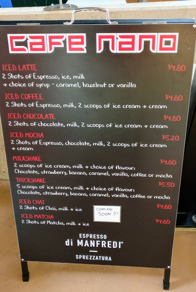 Menu, Cafe Nano