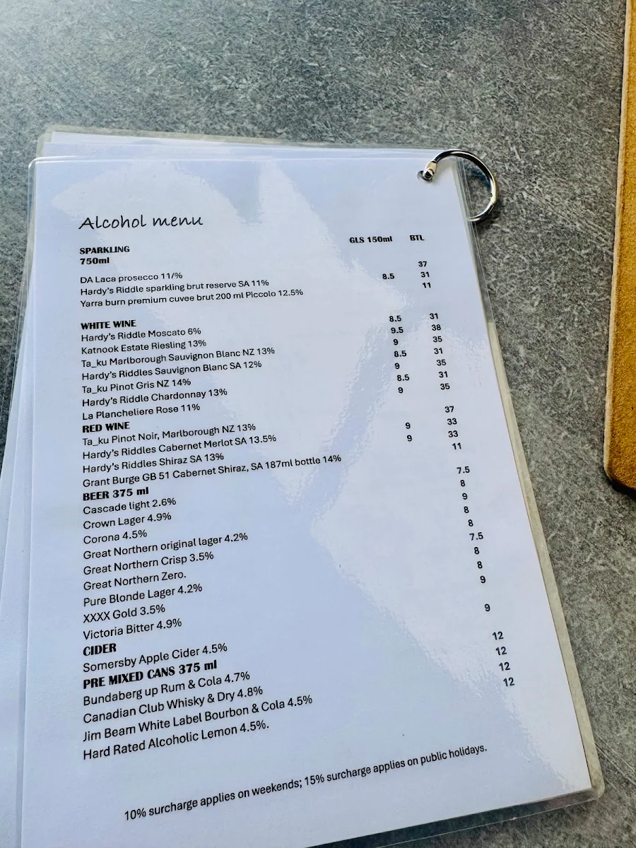 Menu, The Anchorage Café