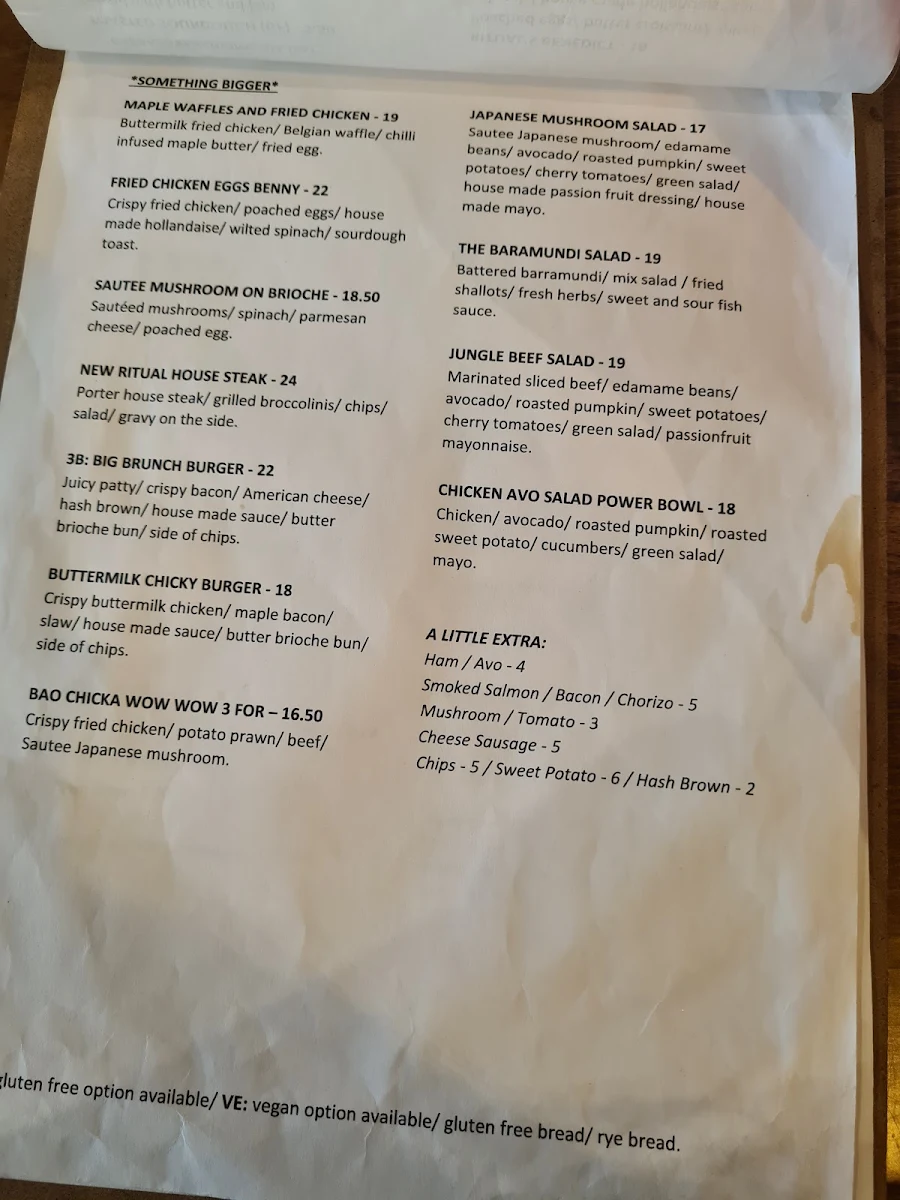 Menu, New Ritual Cafe