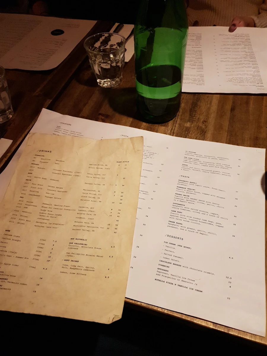 Menu, Proof Pizzeria