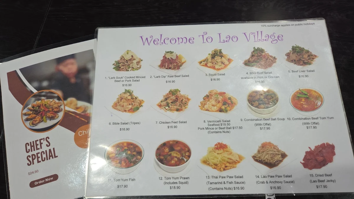 Menu, Lao Village