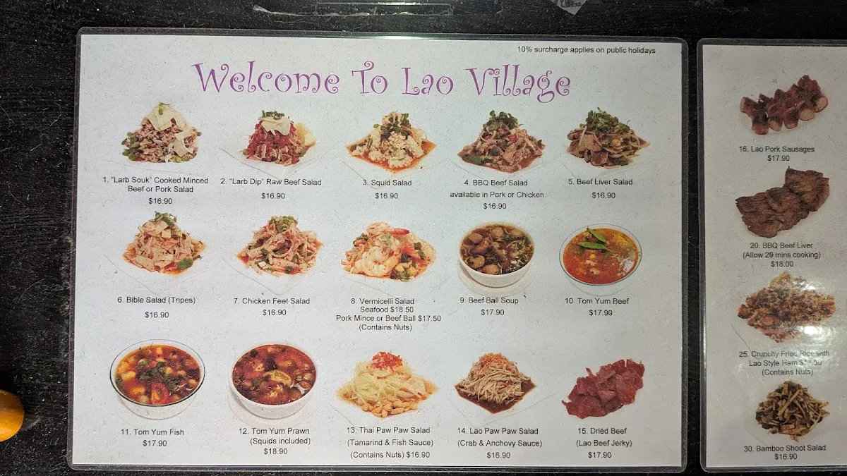 Menu, Lao Village