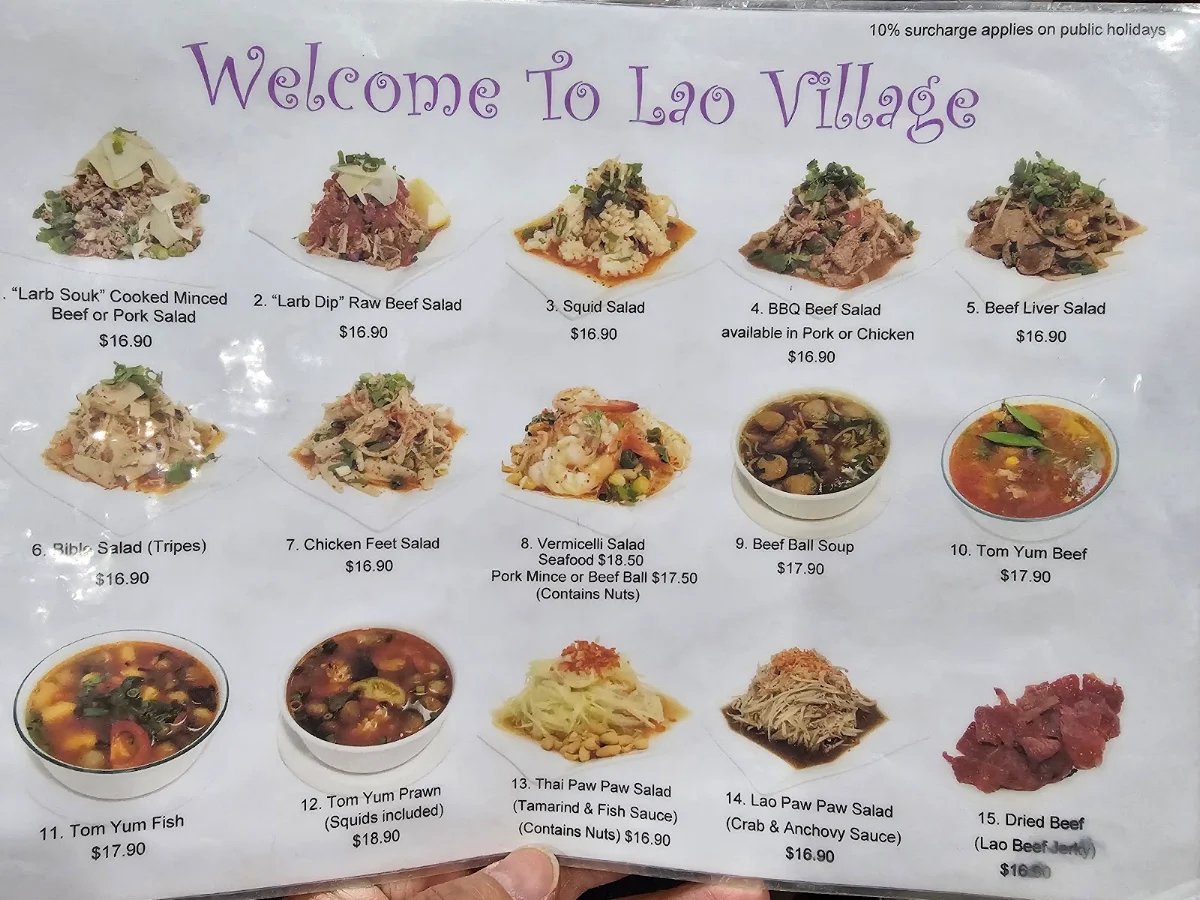 Menu, Lao Village