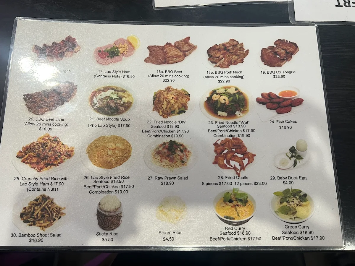 Menu, Lao Village
