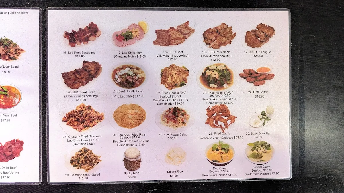 Menu, Lao Village