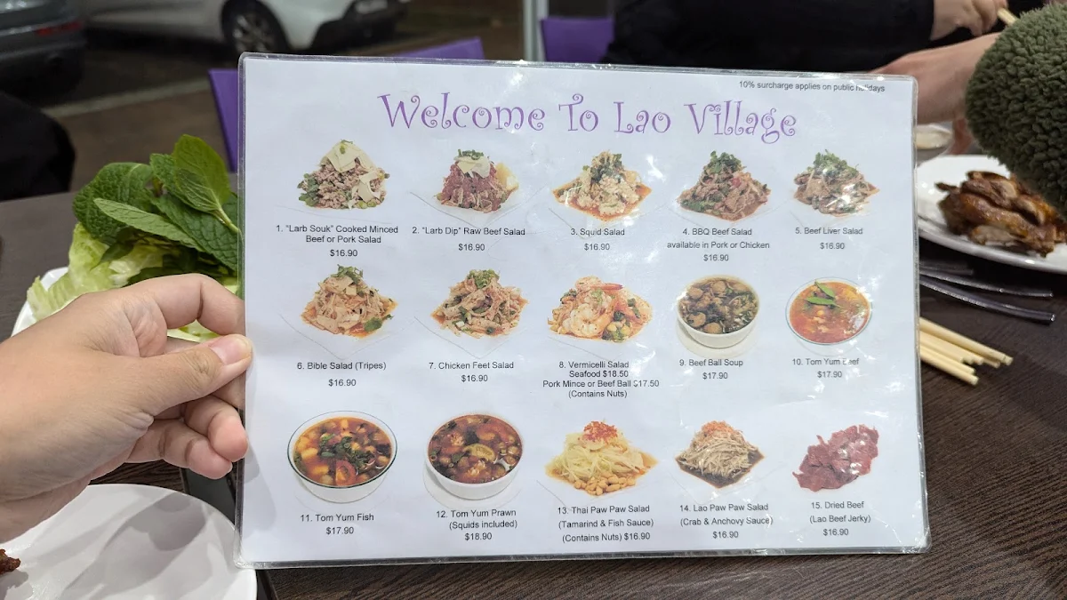 Menu, Lao Village